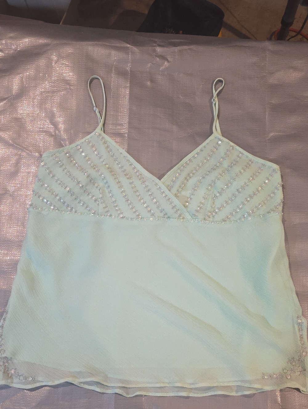 Vintage Y2K INC International Concepts Beaded Sequin Camisole NWT Mint Gr Sz 12